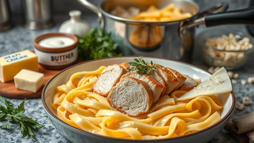 Pasta Alfredo med kyckling hemma på 30 minuter